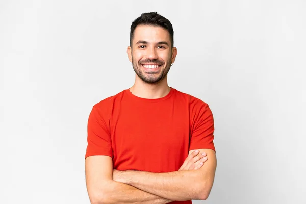Young Handsome Caucasian Man Isolated White Background Keeping Arms Crossed —  Fotos de Stock