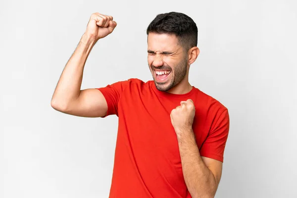 Young Handsome Caucasian Man Isolated White Background Celebrating Victory —  Fotos de Stock