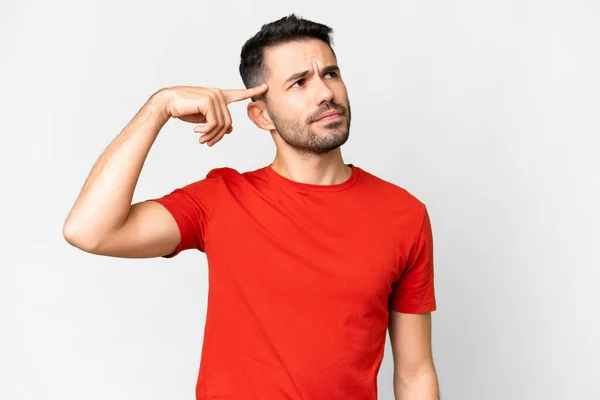 Young Handsome Caucasian Man Isolated White Background Making Gesture Madness — Stock Photo, Image