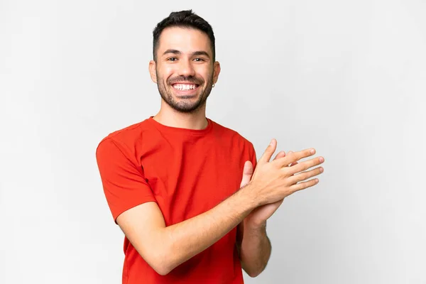 Young Handsome Caucasian Man Isolated White Background Applauding — Fotografia de Stock