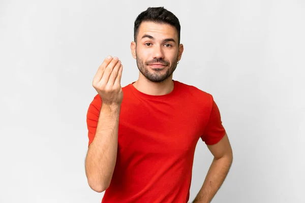 Young Handsome Caucasian Man Isolated White Background Making Italian Gesture —  Fotos de Stock