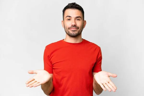 Young Handsome Caucasian Man Isolated White Background Having Doubts — Stock Photo, Image