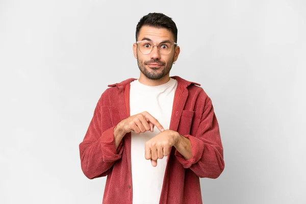 Young Handsome Caucasian Man Isolated White Background Making Gesture Being — Foto Stock