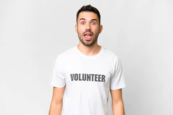 Young Volunteer Caucasian Man Isolated White Background Surprise Facial Expression — Stock Photo, Image