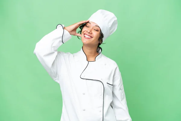 Giovane Chef Argentino Donna Sfondo Isolato Realizzato Qualcosa Intendere Soluzione — Foto Stock