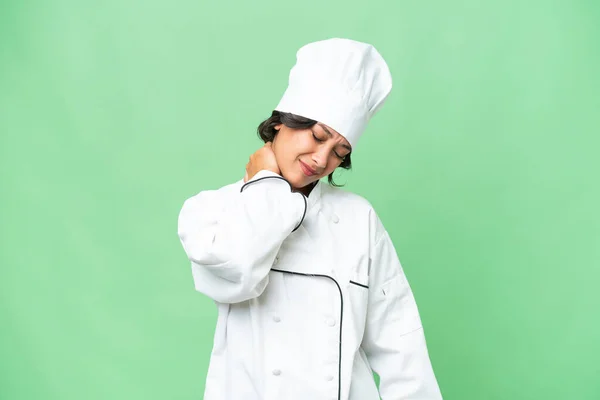 Jovem Chef Mulher Argentina Sobre Fundo Isolado Com Decote — Fotografia de Stock