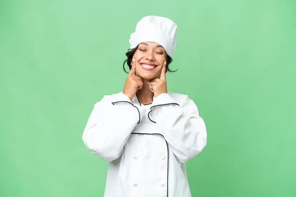 Junge Argentinische Köchin Über Isolierten Hintergrund Lächelt Mit Einem Glücklichen — Stockfoto