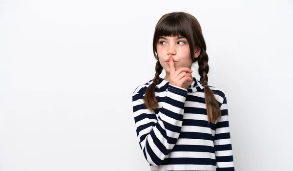 Little Caucasian Girl Isolated White Background Showing Sign Silence Gesture — Stock Photo, Image
