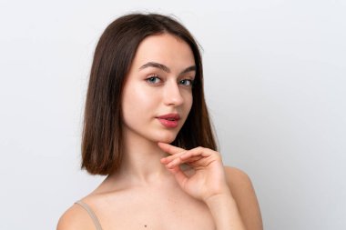 Young Ukrainian woman isolated on white background . Portrait