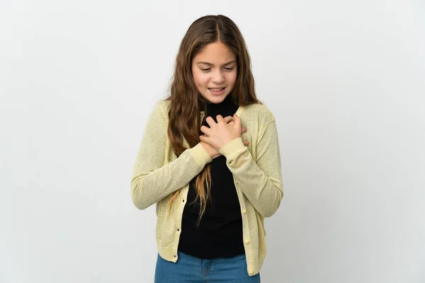 Маленькая Девочка Изолированном Белом Фоне Болью Сердце — стоковое фото