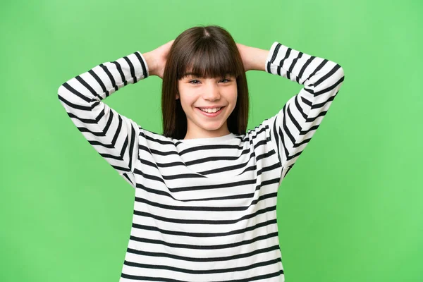 Little Caucasian Girl Isolated Background Laughing — Stock Photo, Image