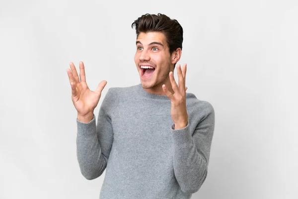 Young Handsome Caucasian Man Isolated White Background Surprise Facial Expression — 스톡 사진