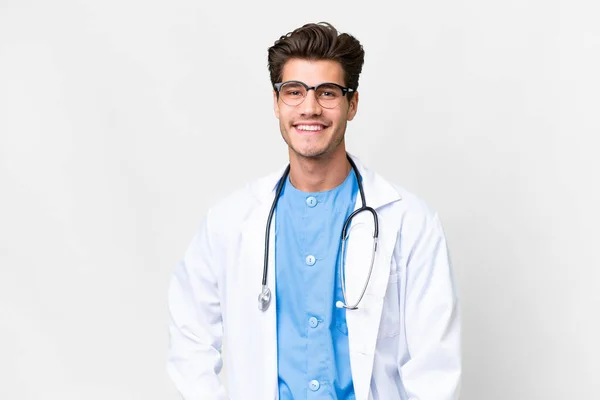 Young Doctor Man Isolated White Background Laughing — 스톡 사진