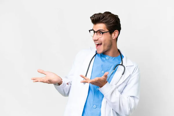 Young Doctor Man Isolated White Background Surprise Facial Expression — Stock Photo, Image