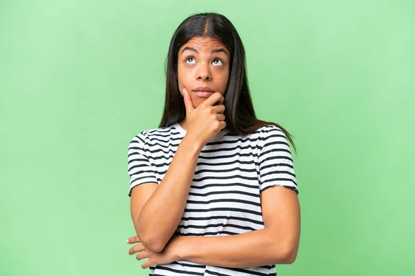 Young African American Woman Isolated Background Having Doubts — Stock Photo, Image