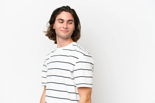 Beyaz Arka Planda Izole Edilmiş Genç Yakışıklı Bir Adam Portre — Stok fotoğraf