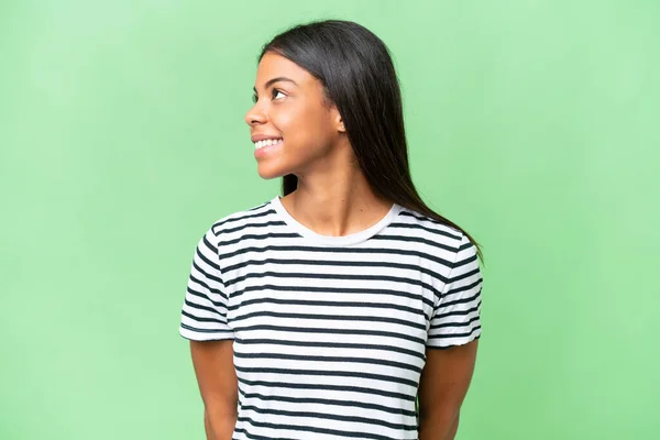 Young African American Woman Isolated Background Looking Side — Stock Photo, Image