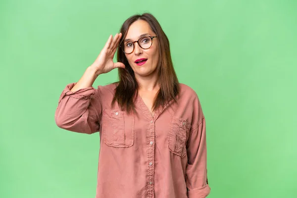 stock image Middle-aged caucasian woman over isolated background has realized something and intending the solution