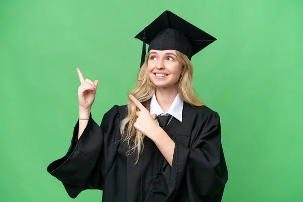 Young University English Graduate Woman Isolated Background Pointing Index Finger — Stock fotografie