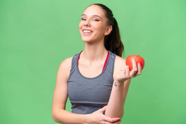 Kafkas kökenli genç bir kadın, izole edilmiş, elma ve mutlu bir geçmişle.