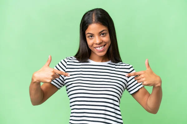 Young African American Woman Isolated Background Proud Self Satisfied — Stock Photo, Image