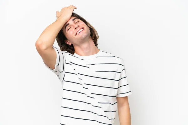 Young Handsome Man Isolated White Background Has Realized Something Intending — Stock Photo, Image