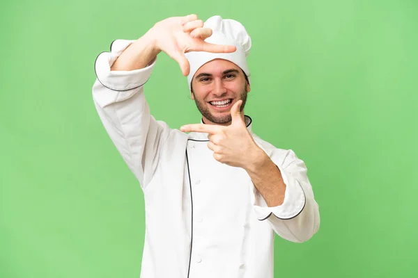 Jeune Beau Chef Homme Sur Fond Isolé Concentrant Visage Symbole — Photo