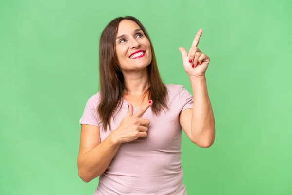 Mujer Caucásica Mediana Edad Sobre Fondo Aislado Señalando Con Dedo —  Fotos de Stock