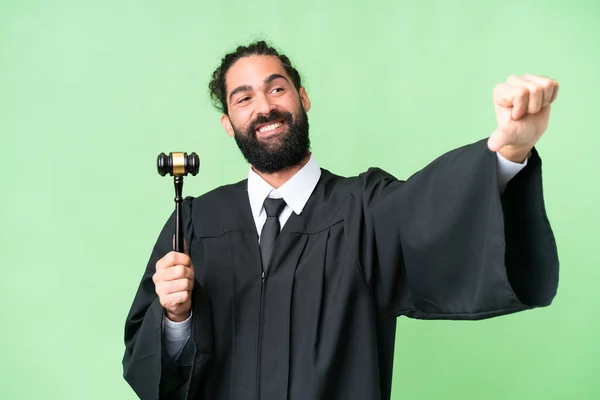 Judge Caucasian Man Isolated Chroma Key Background Giving Thumbs Gesture — Stock Photo, Image