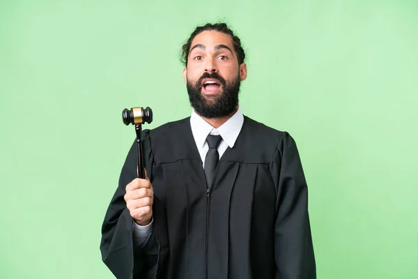 Judge Caucasian Man Isolated Chroma Key Background Surprise Facial Expression — Stock Photo, Image