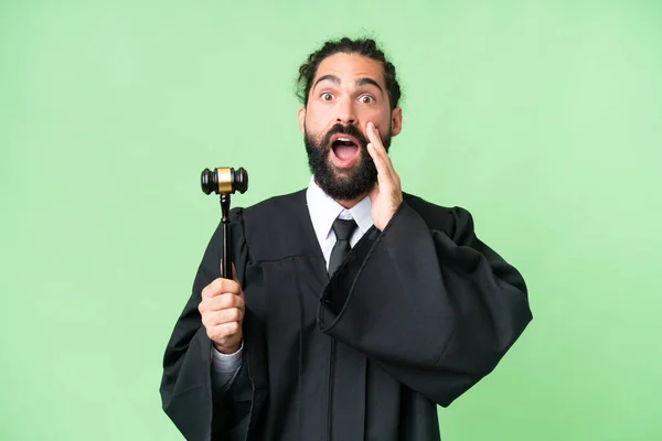 Judge Caucasian Man Isolated Chroma Key Background Surprise Shocked Facial — Stock Photo, Image