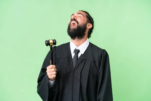 Judge Caucasian Man Isolated Chroma Key Background Laughing — Stock Photo, Image