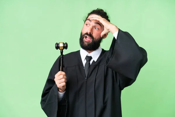 Judge Caucasian Man Isolated Chroma Key Background Doing Surprise Gesture — Stock Photo, Image