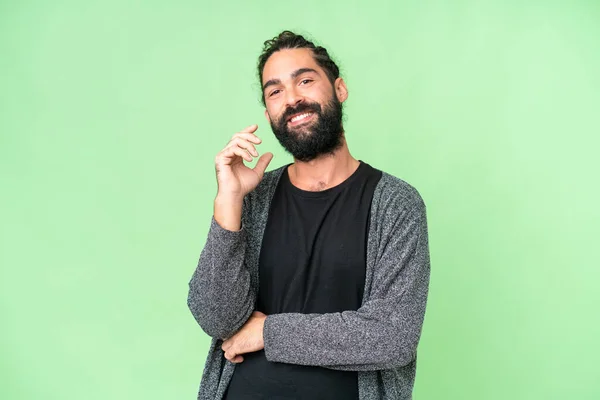 Young Man Beard Isolated Chroma Key Background Laughing — Stockfoto