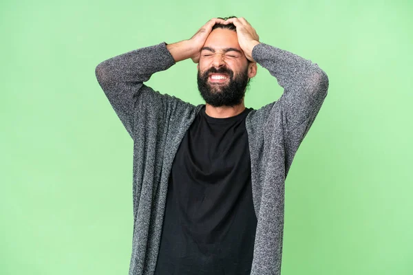 Young Man Beard Isolated Chroma Key Background Laughing — Stock Photo, Image