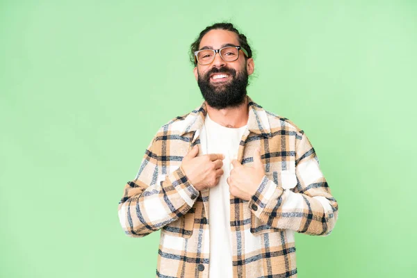 Young Man Beard Isolated Chroma Key Background Surprise Facial Expression — Stockfoto