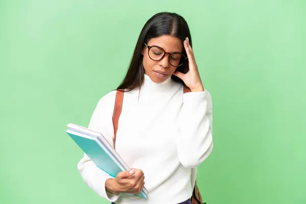 stock image Young African American student woman over isolated background with headache