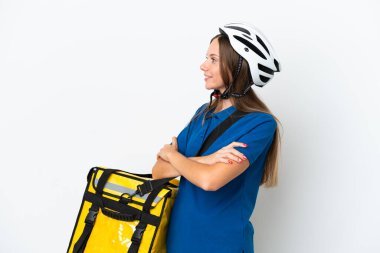 Termal sırt çantalı Litvanyalı kadın yan pozisyonda