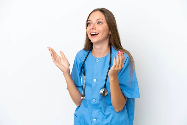 Νεαρή Χειρουργός Γιατρός Λιθουανή Γυναίκα Απομονωμένη Λευκό Φόντο Έκφραση Προσώπου — Φωτογραφία Αρχείου