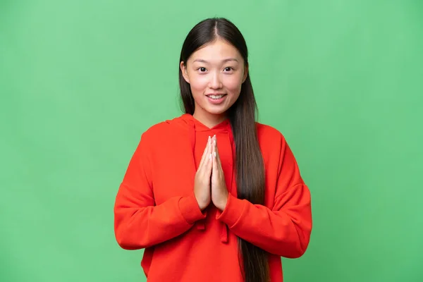 Jovem Mulher Asiática Sobre Fundo Isolado Com Expressão Cansada Doente — Fotografia de Stock
