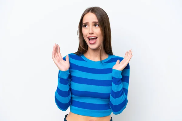 Young Pretty Caucasian Woman Isolated White Background Surprise Facial Expression — Φωτογραφία Αρχείου