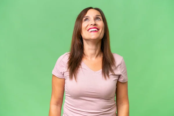 Middle Aged Caucasian Woman Isolated Background Laughing — Stock Photo, Image