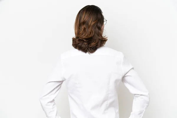 Geschäft Schöner Mann Isoliert Auf Weißem Hintergrund Rückenlage — Stockfoto