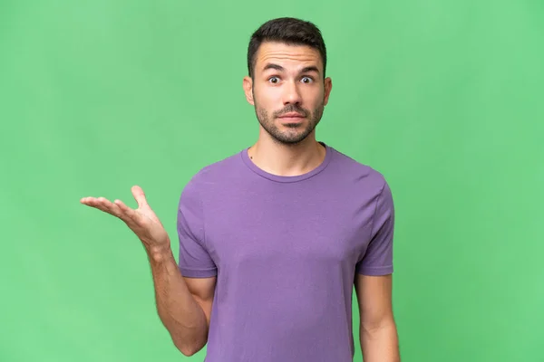 Young Handsome Caucasian Man Isolated Background Making Doubts Gesture — Stock Photo, Image
