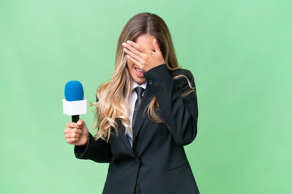 Genç Güzel Uruguaylı Televizyon Sunucusu Izole Edilmiş Yorgun Hasta Bir — Stok fotoğraf