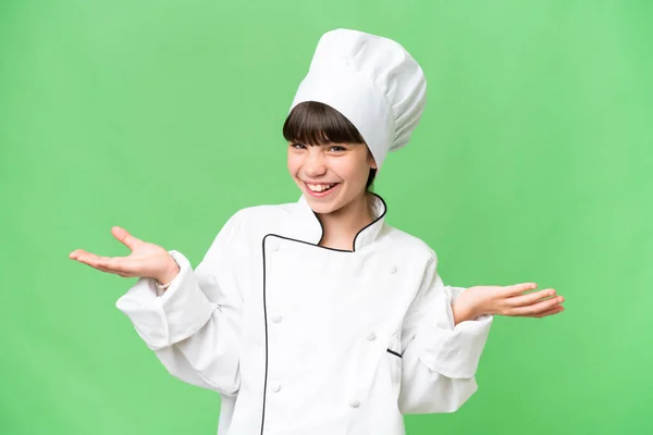 Piccola Ragazza Chef Caucasica Sfondo Isolato Con Espressione Facciale Scioccata — Foto Stock