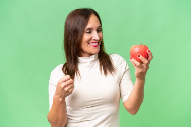 Elmalı güzel esmer kadın. 