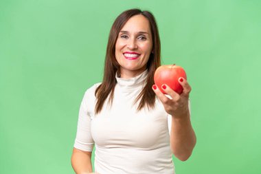 Elmalı güzel esmer kadın. 