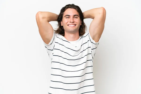 Young Handsome Man Isolated White Background Laughing — Stock Photo, Image