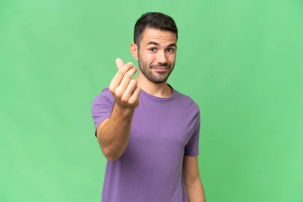 Young Handsome Caucasian Man Isolated Background Making Money Gesture — Stock Photo, Image